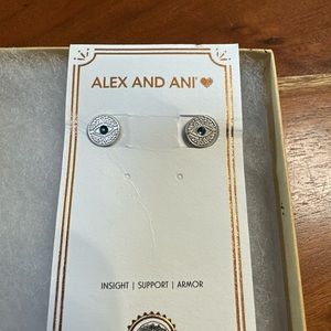 Alex & Ani sterling silver evil eye earrings